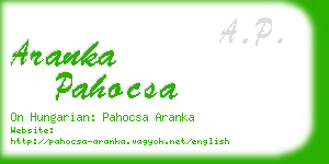 aranka pahocsa business card